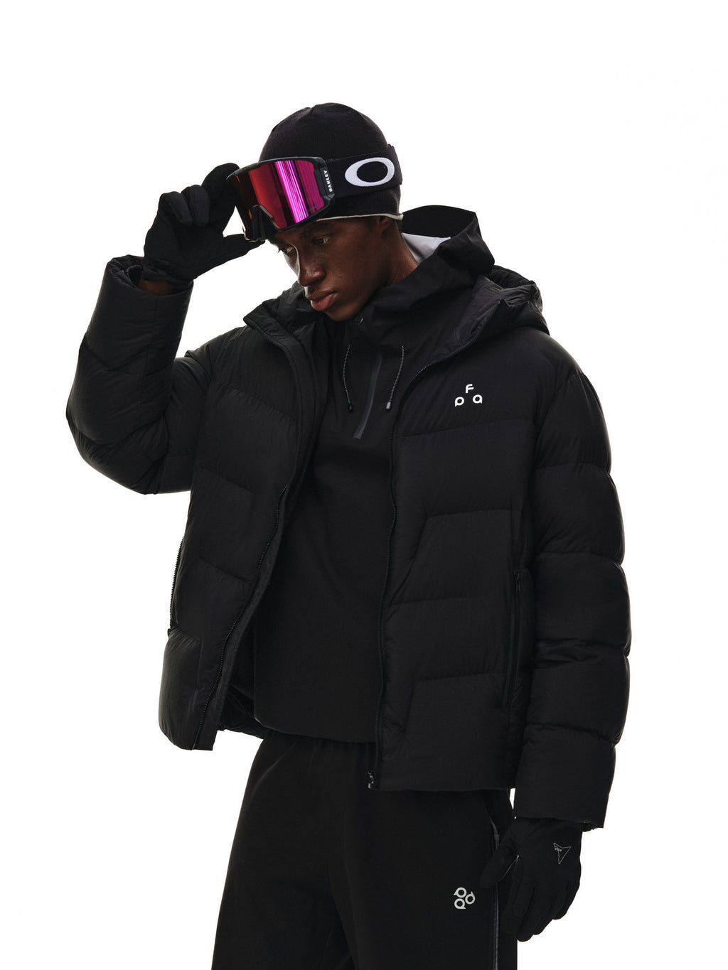 FPA Brand Hooded Outdoor Logo Down Jacket - Couple Style Winter Warm Coat, Basic Black Down Jacket for Men