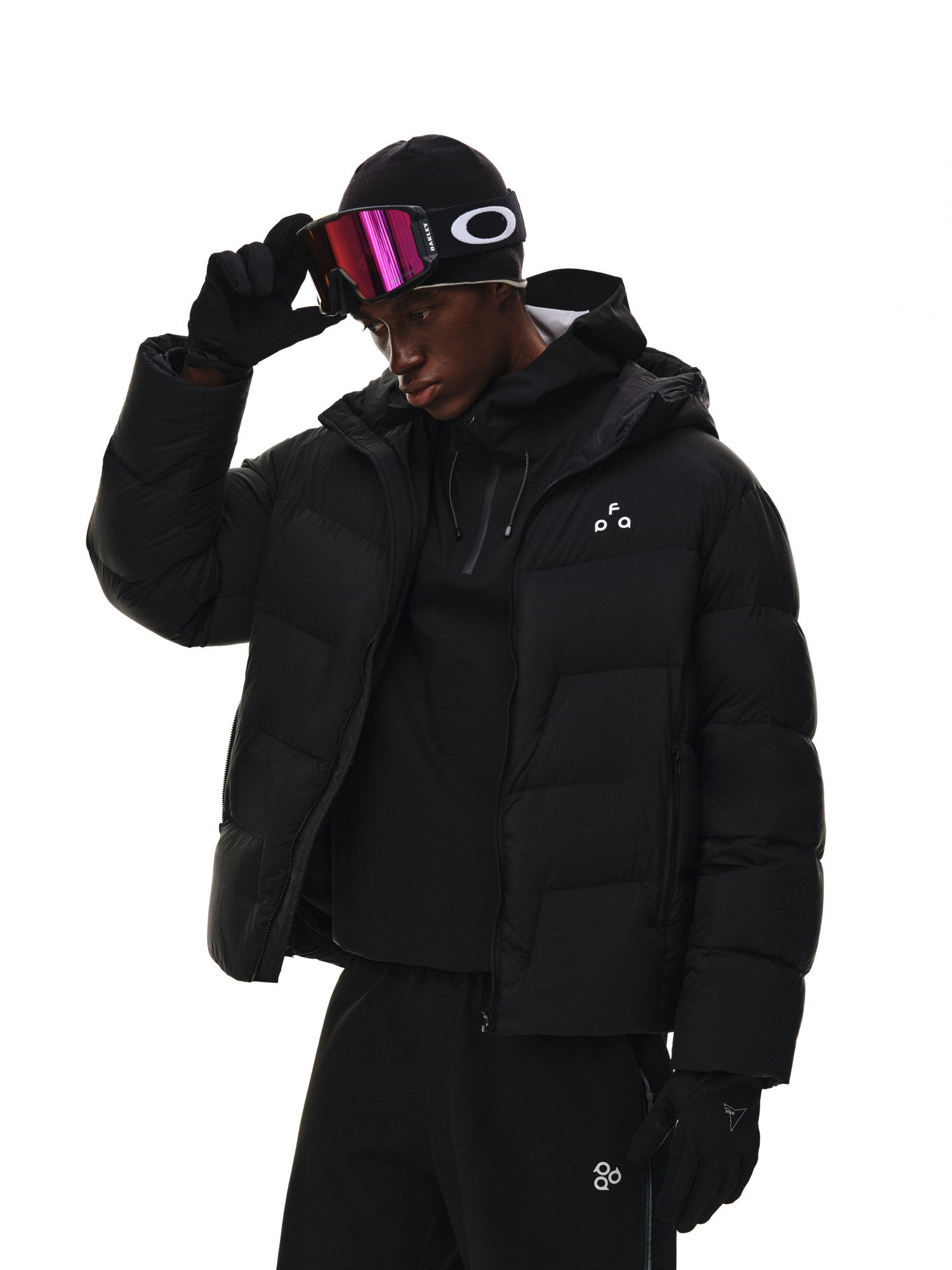 FPA Brand Hooded Outdoor Logo Down Jacket - Couple Style Winter Warm Coat, Basic Black Down Jacket for Men