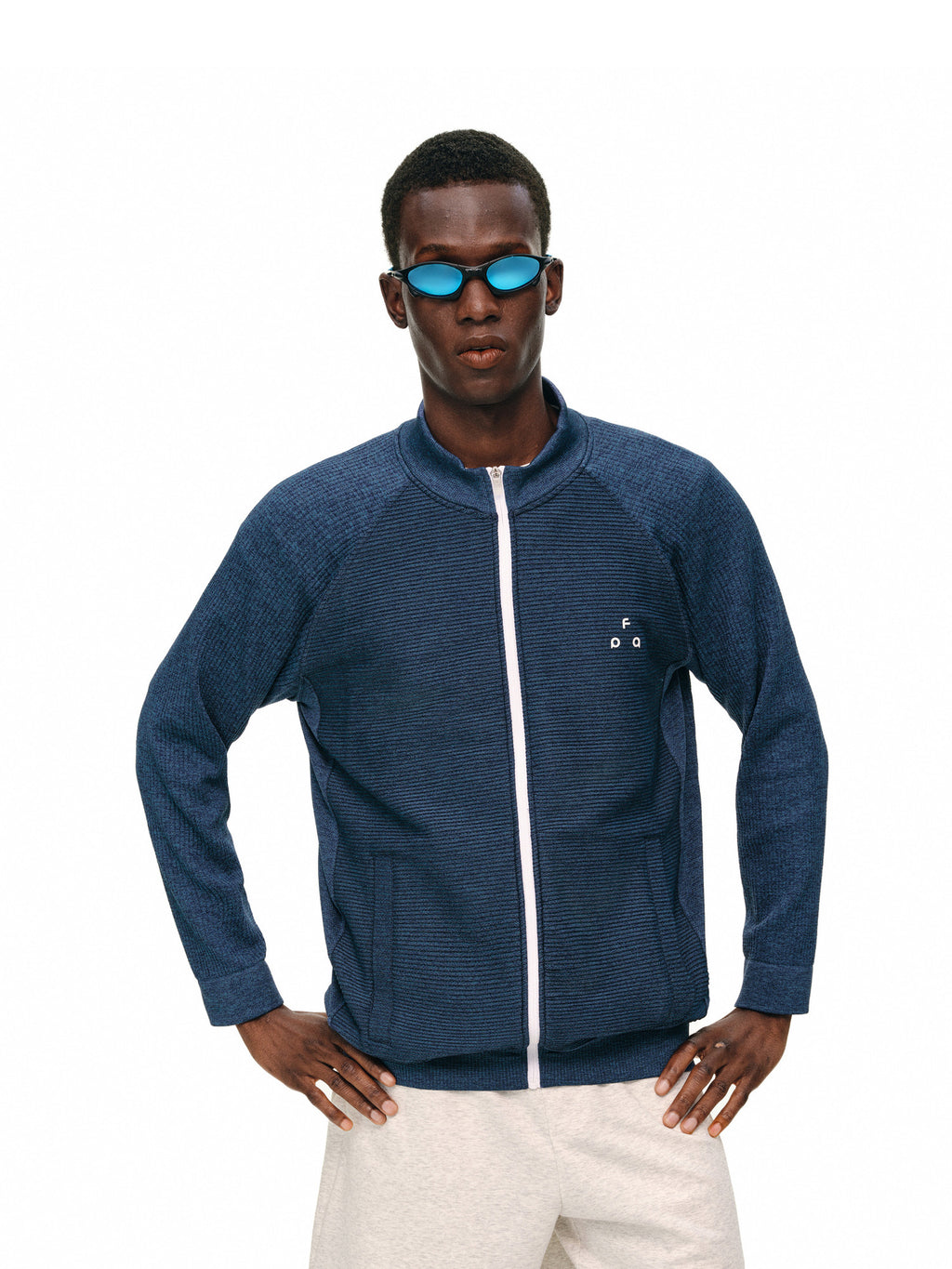 FPA One-Piece Knit Texture Jacket Outdoor Sports Fitness Casual Basic Zip-Up Stand Collar Jacket for Men
