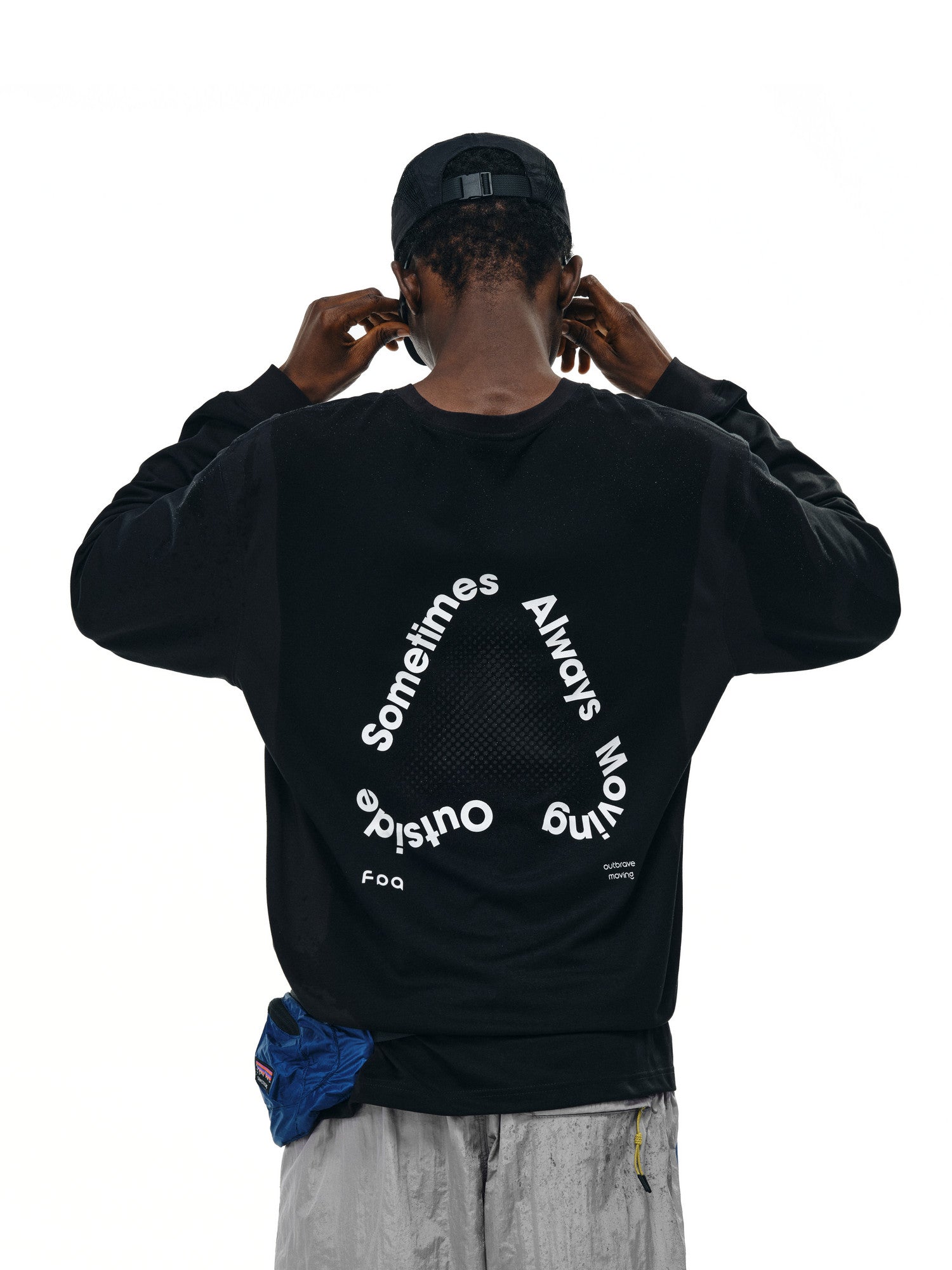FPA Water-Reveal Logo Long-Sleeve Quick-Dry Tee for Sports, Spring/Fall, Minimalist Design, Crew Neck, Unisex