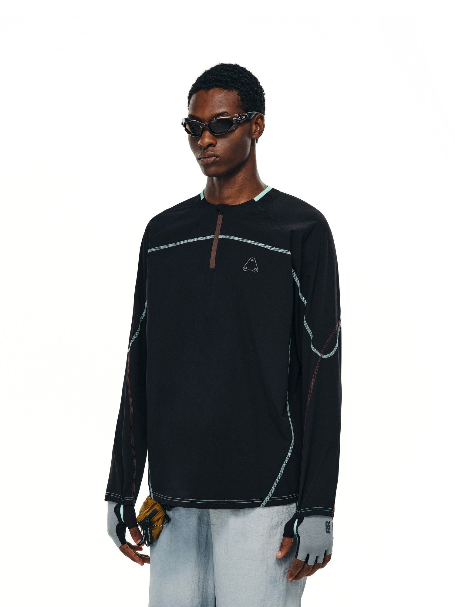 FPA Moisture-Wicking Half-Zip Color-Block Long-Sleeve Outdoor Sports Casual American Streetwear Couple Autumn T-Shirt