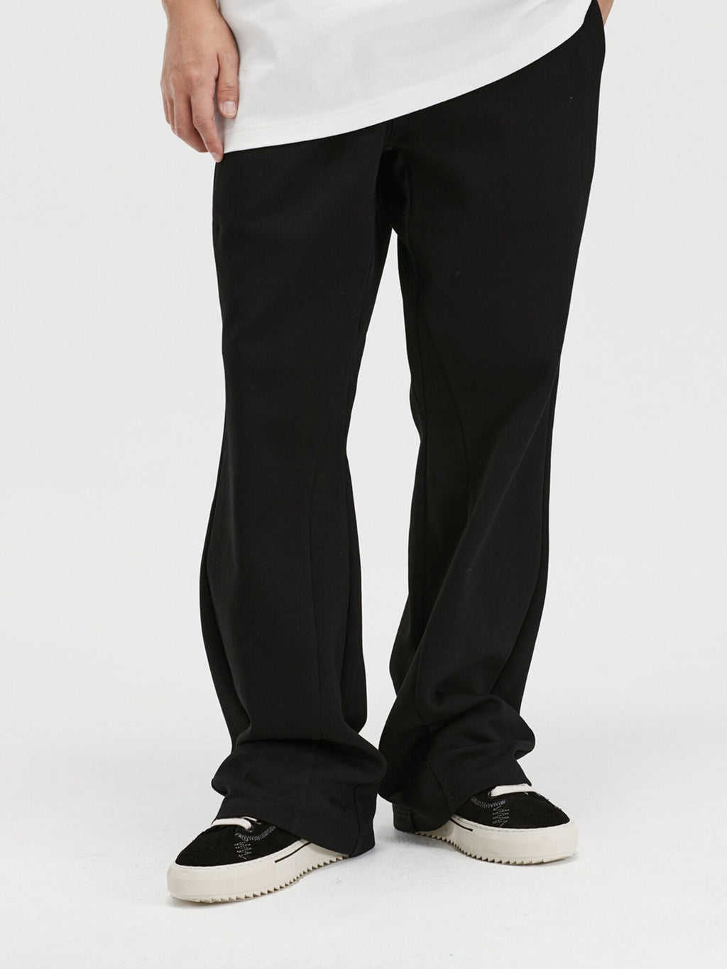 FPA Basic Flared Knit Sweatpants American Style Loose Summer Streetwear Trendy Black Casual Long Pants for Men