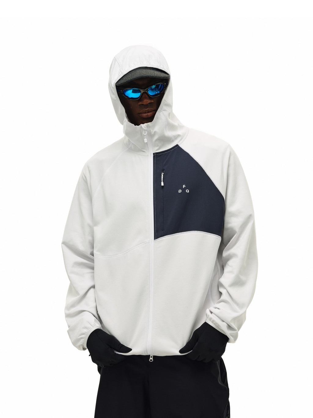 FPA Fancy Yarn Contrast Color Zip-Up Hooded Sweatshirt Jacket Spring Sports Couple Casual Cardigan
