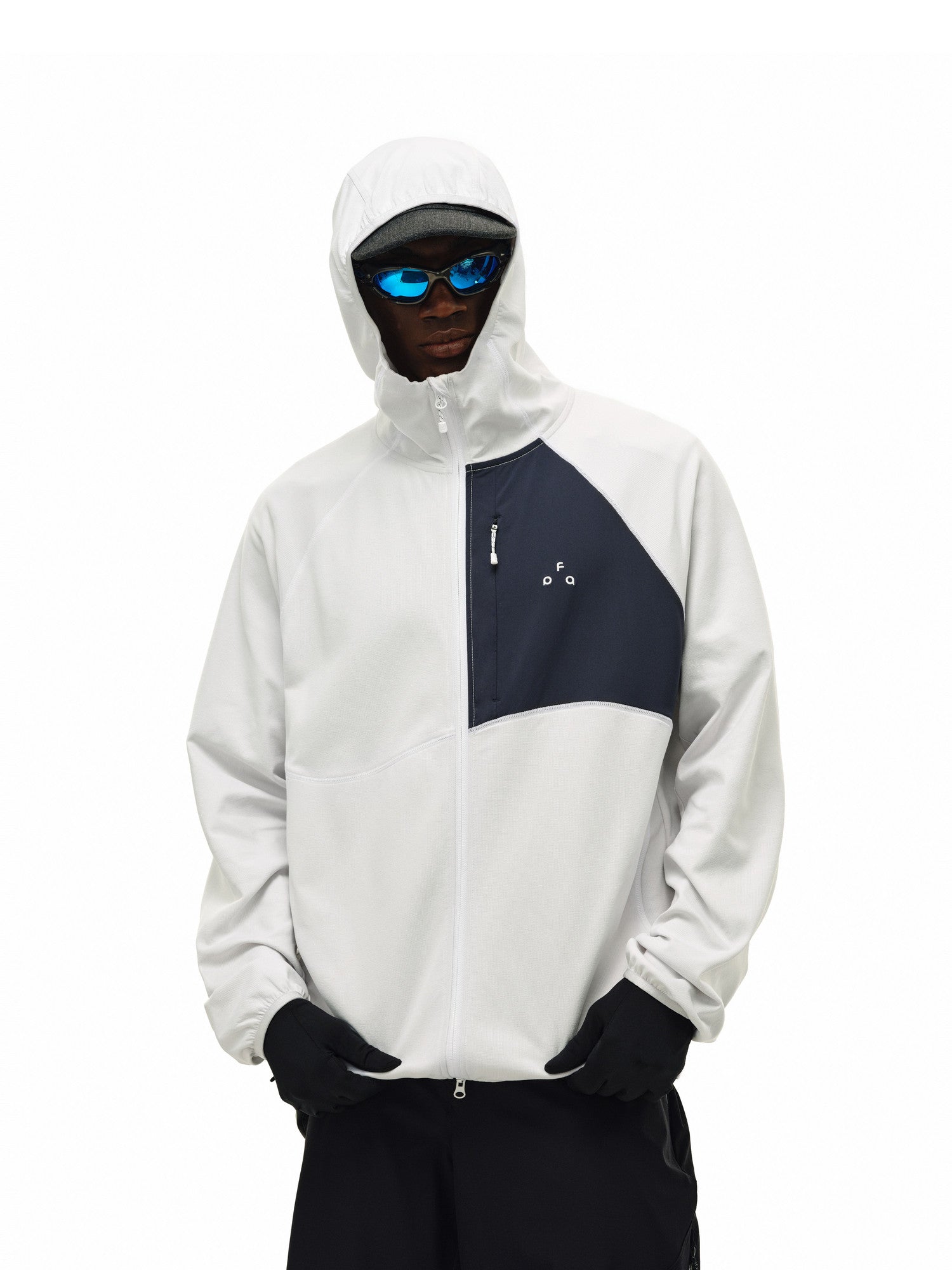 FPA Fancy Yarn Contrast Color Zip-Up Hooded Sweatshirt Jacket Spring Sports Couple Casual Cardigan