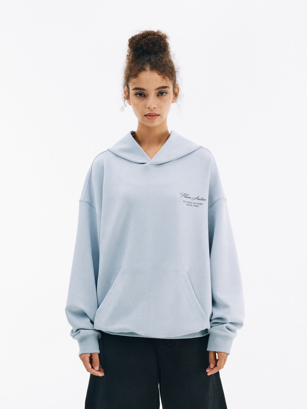 FPA Printed & Embroidered Suede Hoodie – Streetwear Unisex Heavyweight Pullover for Fall, Couple Style