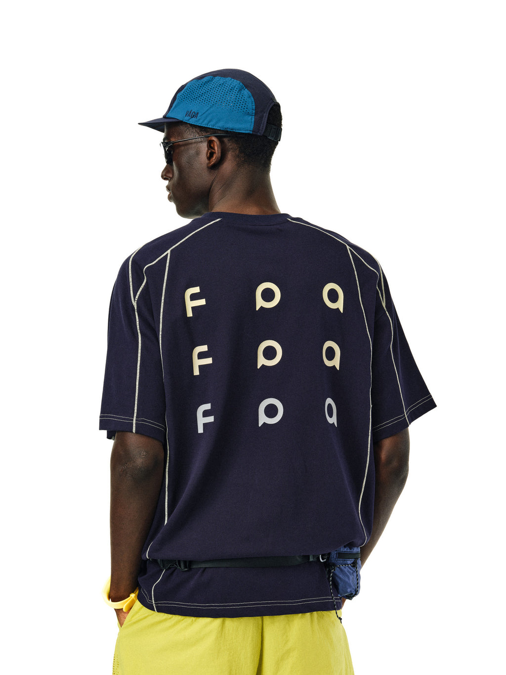 FPA Contrast Trim Textured Pique Short Sleeve Tee - Summer Chinese Streetwear Design Round Neck Couple Style T-Shirt for Men