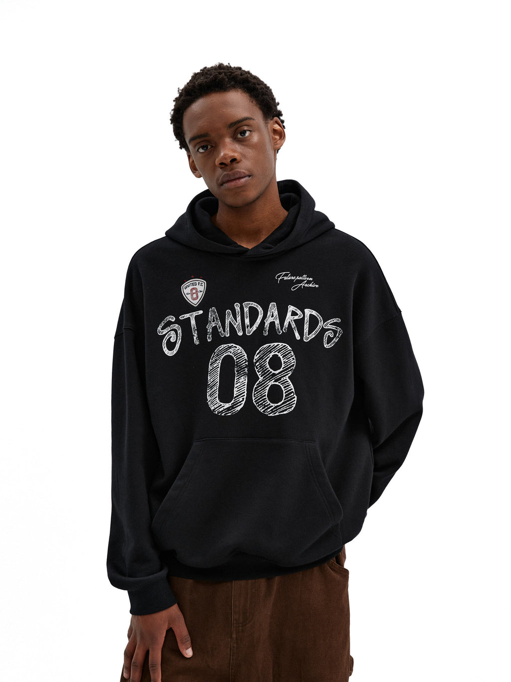 FPA Graffiti Digital Print Badge Hoodie - Unisex Heavyweight Pullover for Spring and Autumn