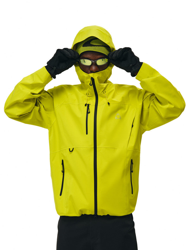 FPA Color-Block Multi-Pocket 3L Hardshell Jacket with Seam-Sealed Construction for Outdoor Sports, Hiking, and Mountaineering