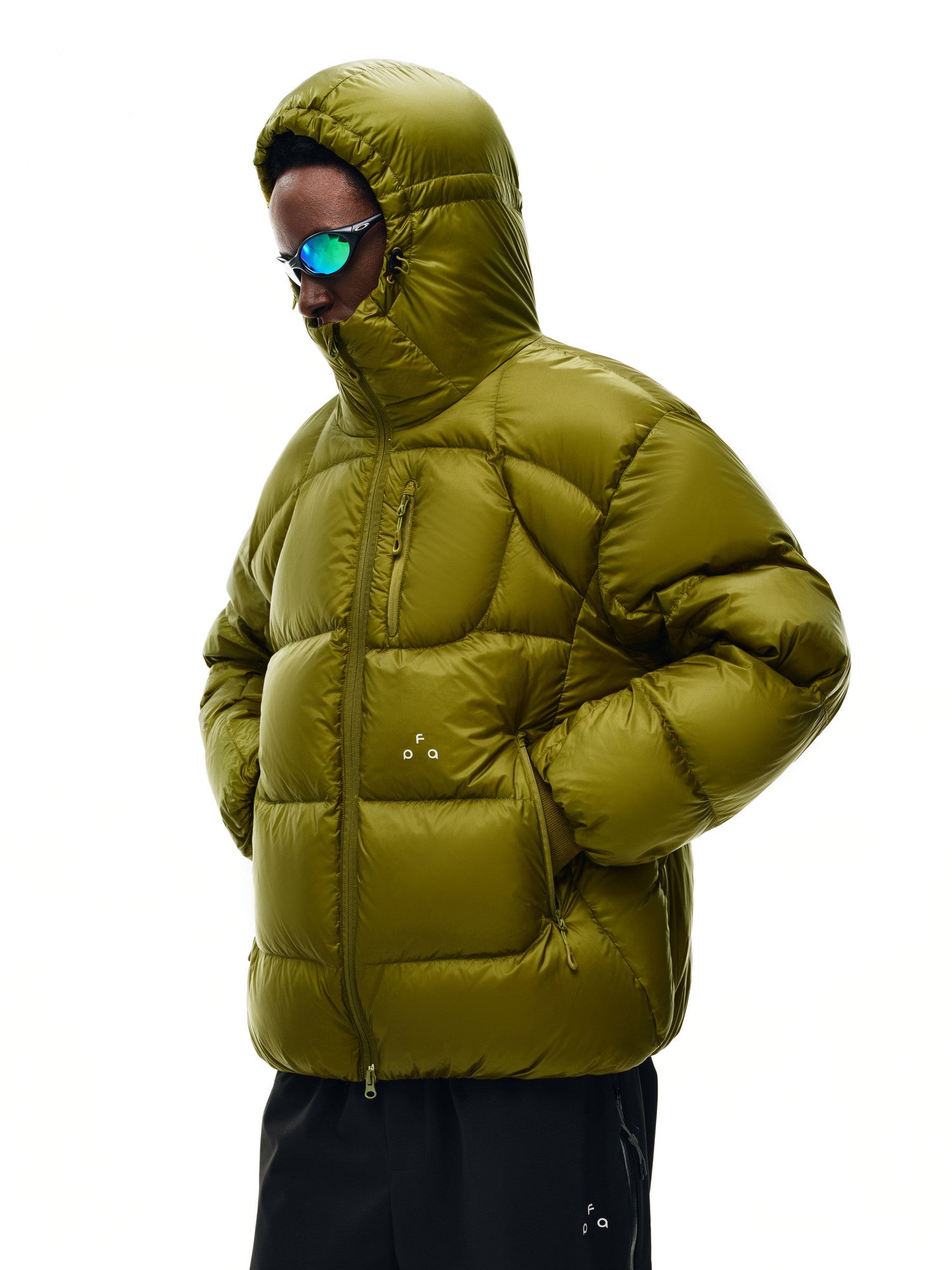 FPA 800FP 95% White Duck Down Cicada Wing Quilted Semi-Translucent Shiny Structured Hooded Down Jacket Winter Coat