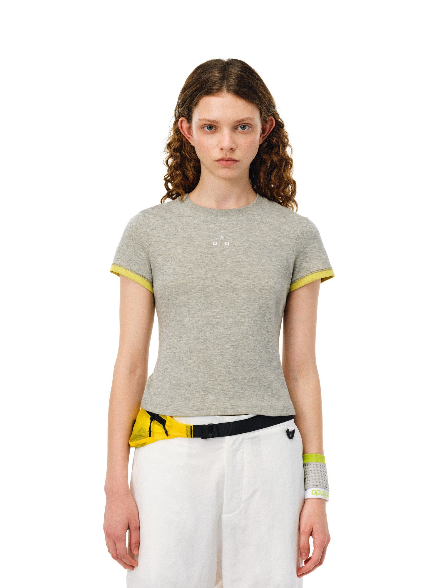 FPA Sports Outdoor Two-Tone Short Sleeve T-Shirt, Chinese Trend Summer Crew Neck Short Length Slim Fit Contrast Color Block Top for Women