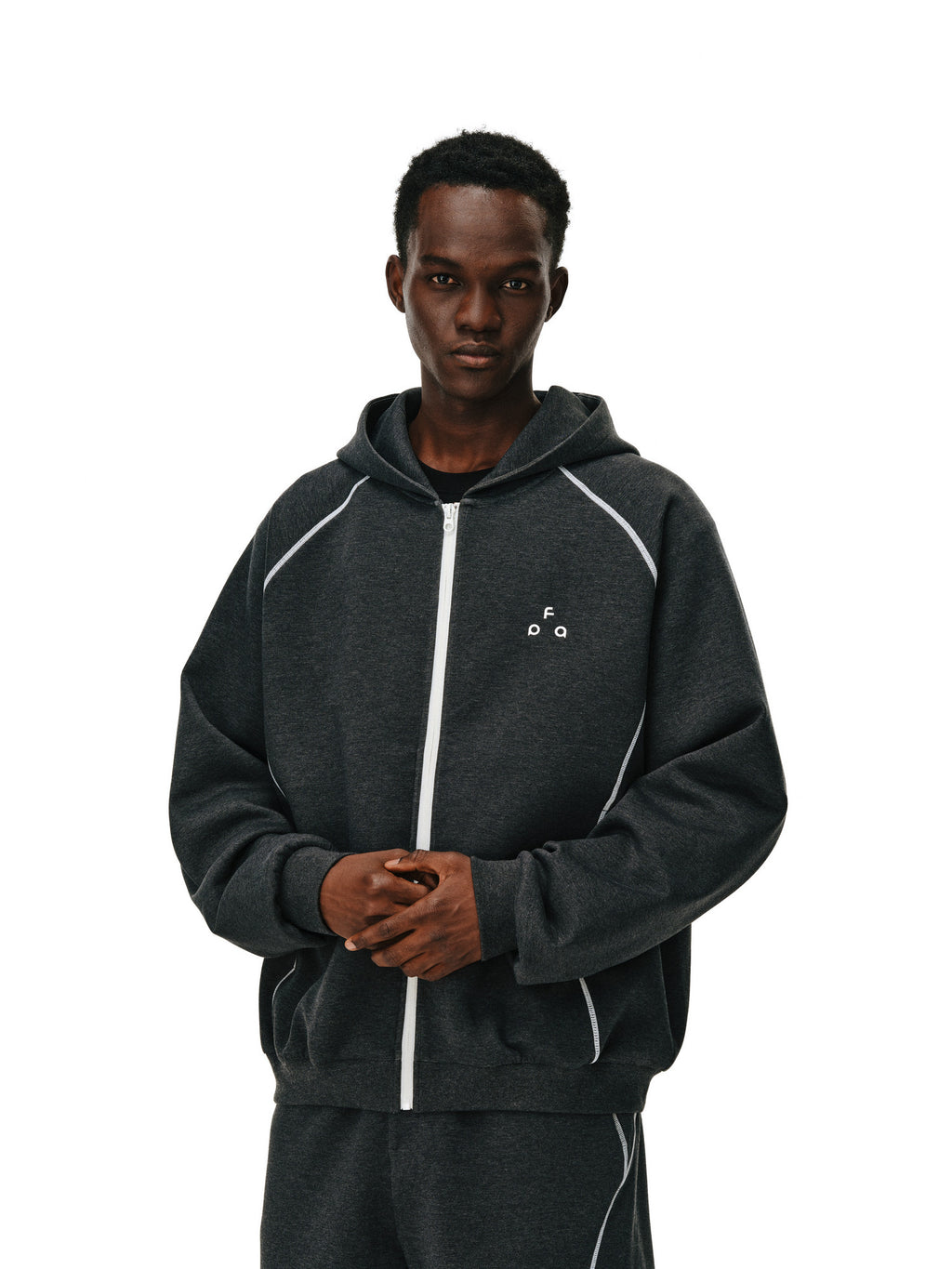 FPA Warm Fleece Hooded Zip-Up Sweatshirt - Chinese Streetwear Fall Loose-Fit Couple Casual Hoodie