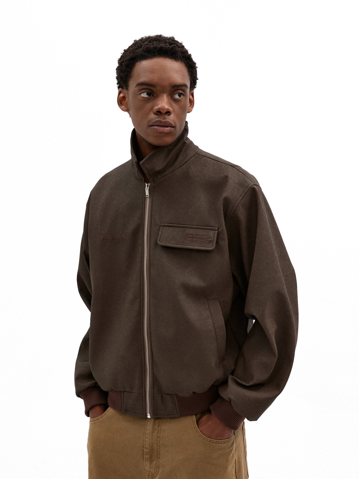 FPA Textured Sports Jacket - American Retro Streetwear Unisex Loose Short Fall Motorcycle Jacket