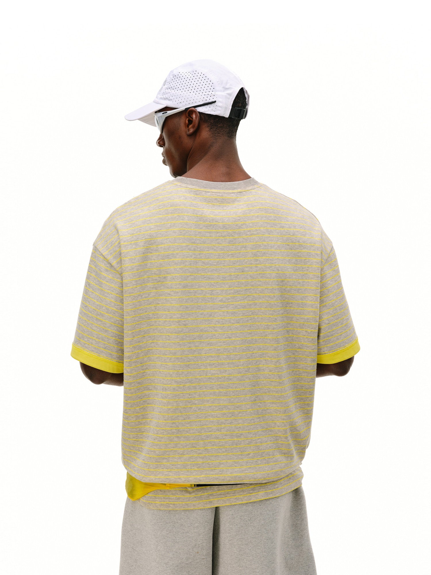 FPA Contrast Stripe Short Sleeve Tee with Color-Block Design – Classic Crew Neck Unisex Athletic T-Shirt