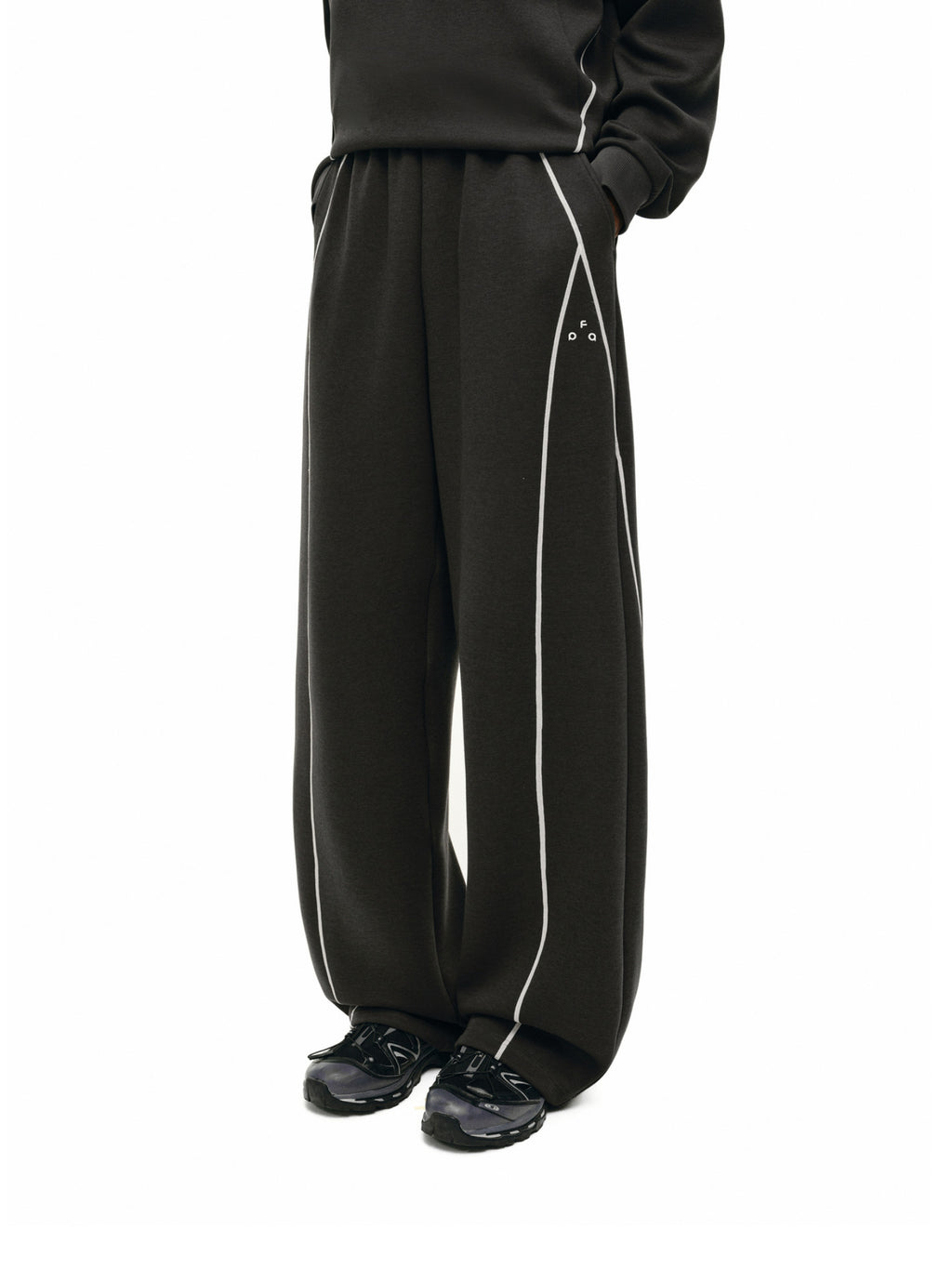 FPA Skin-Friendly Wool Heather Contrast Sweatpants Set – Spring/Fall Basic Loose Straight-Leg Lounge Pants