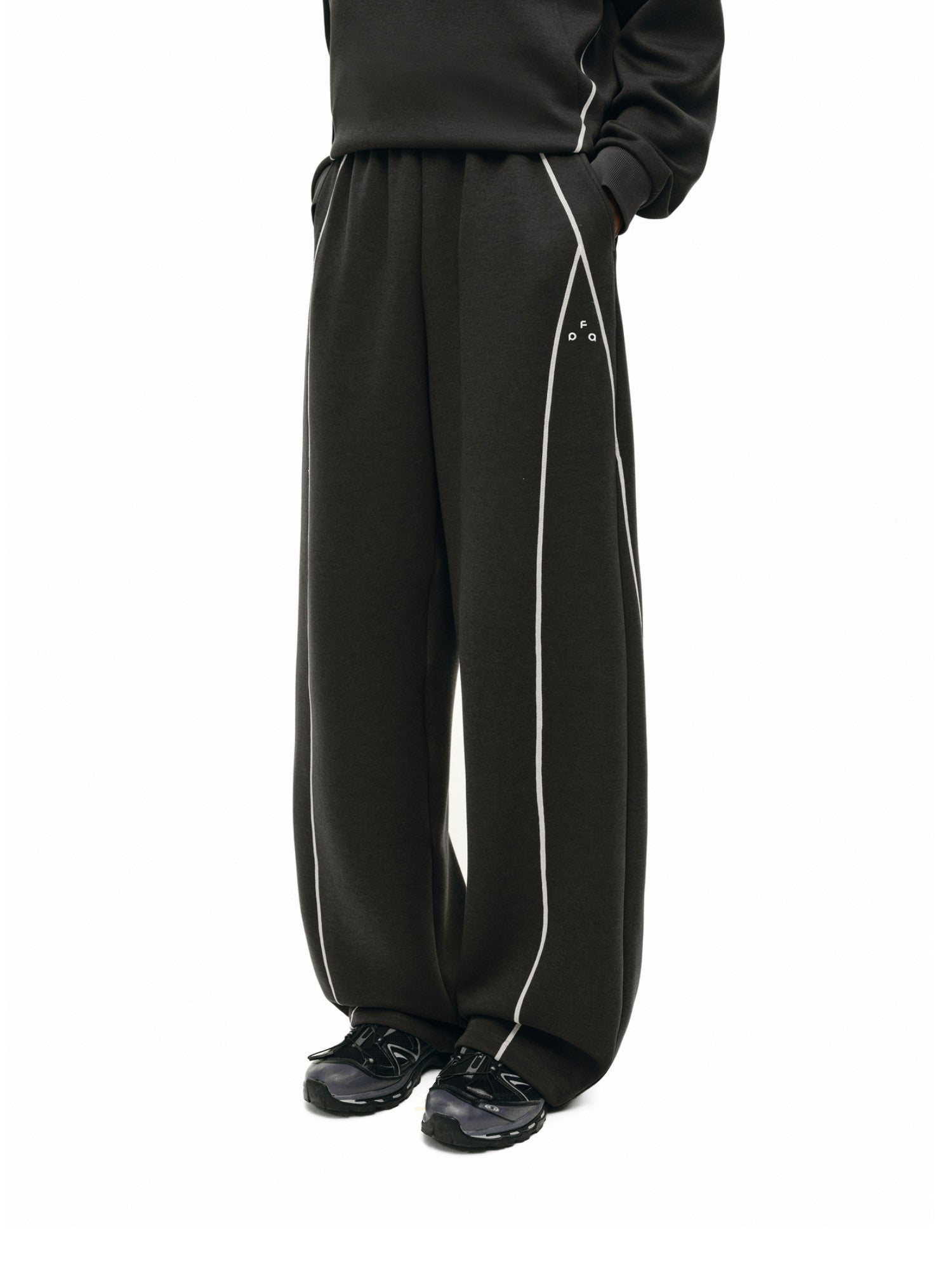FPA Skin-Friendly Wool Heather Contrast Sweatpants Set – Spring/Fall Basic Loose Straight-Leg Lounge Pants