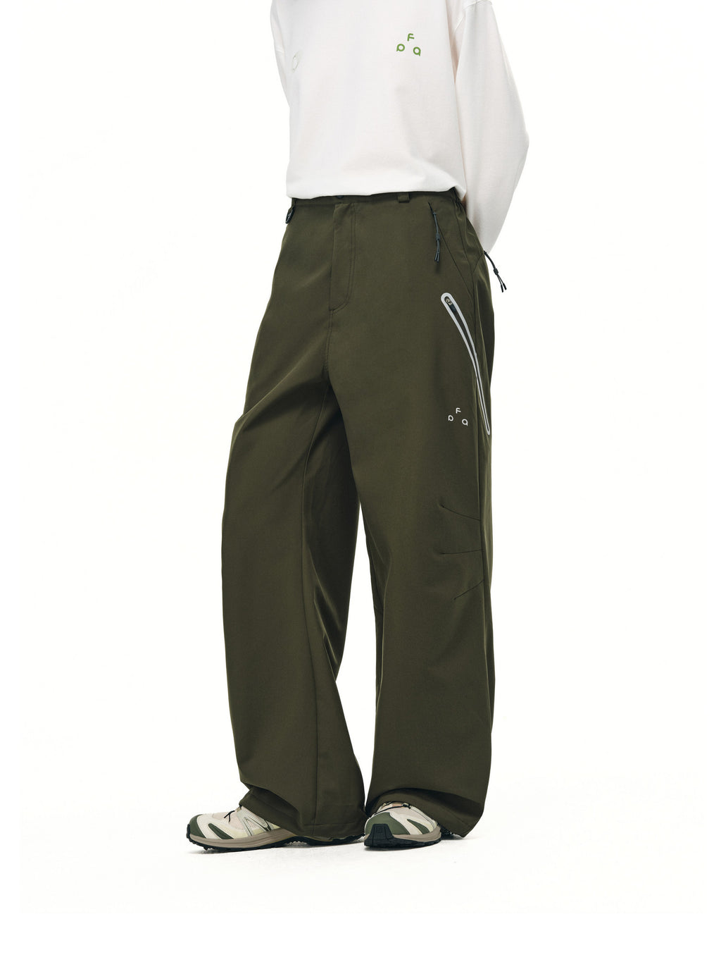 FPA Outdoor Teflon Three-Proof Reflective Zipper Breathable Hiking Trousers, Chinese Street Style Trendy Sports Black Pants
