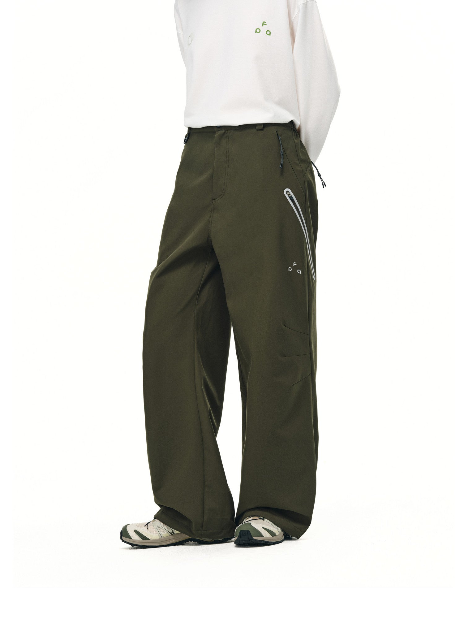FPA Outdoor Teflon Three-Proof Reflective Zipper Breathable Hiking Trousers, Chinese Street Style Trendy Sports Black Pants