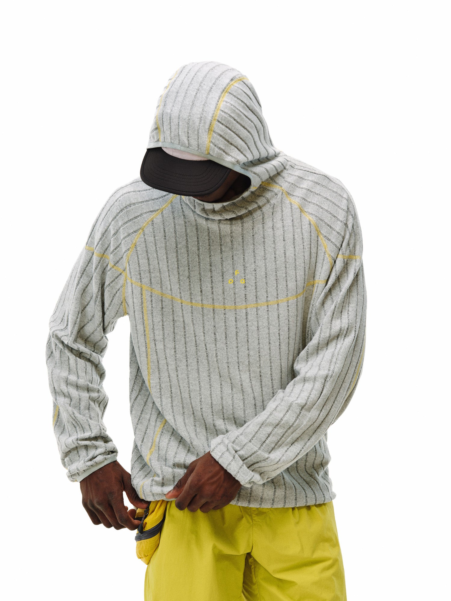 FPA Textured Contrast Long Sleeve Hooded T-Shirt 2026 New Spring/Fall Unisex Streetwear Stripe Design