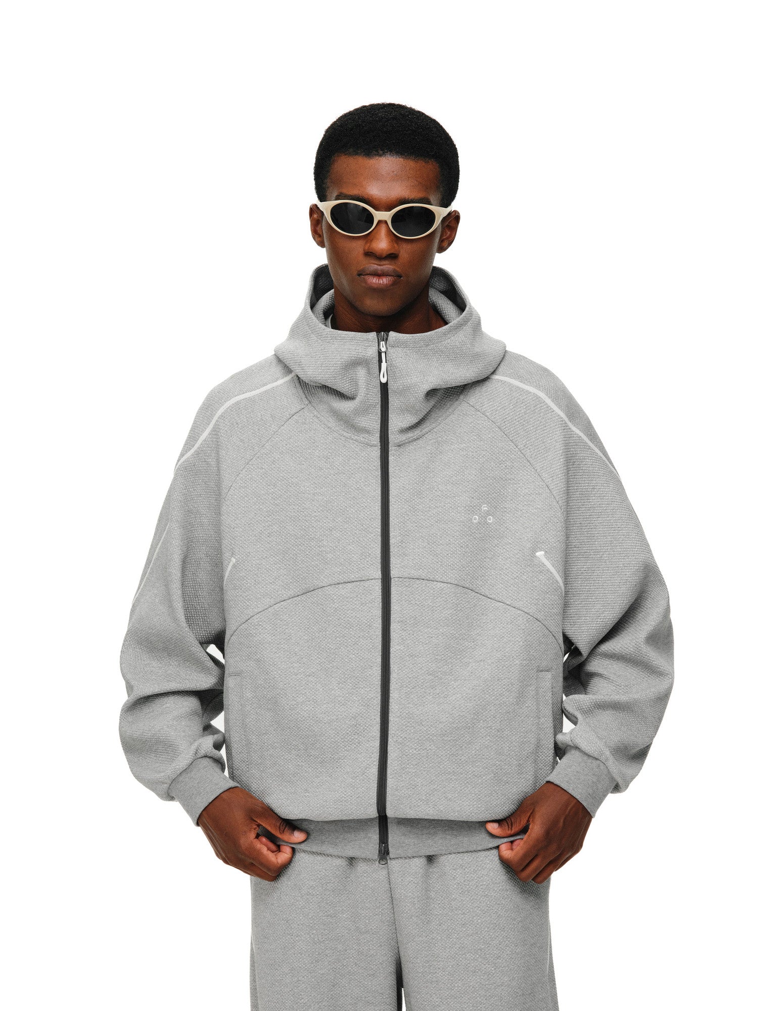 FPA 3D Jacquard Textured Stitch Sports Hoodie for Men and Women, Spring/Fall, Windproof Collar, Loose Fit, Available in S-4XL