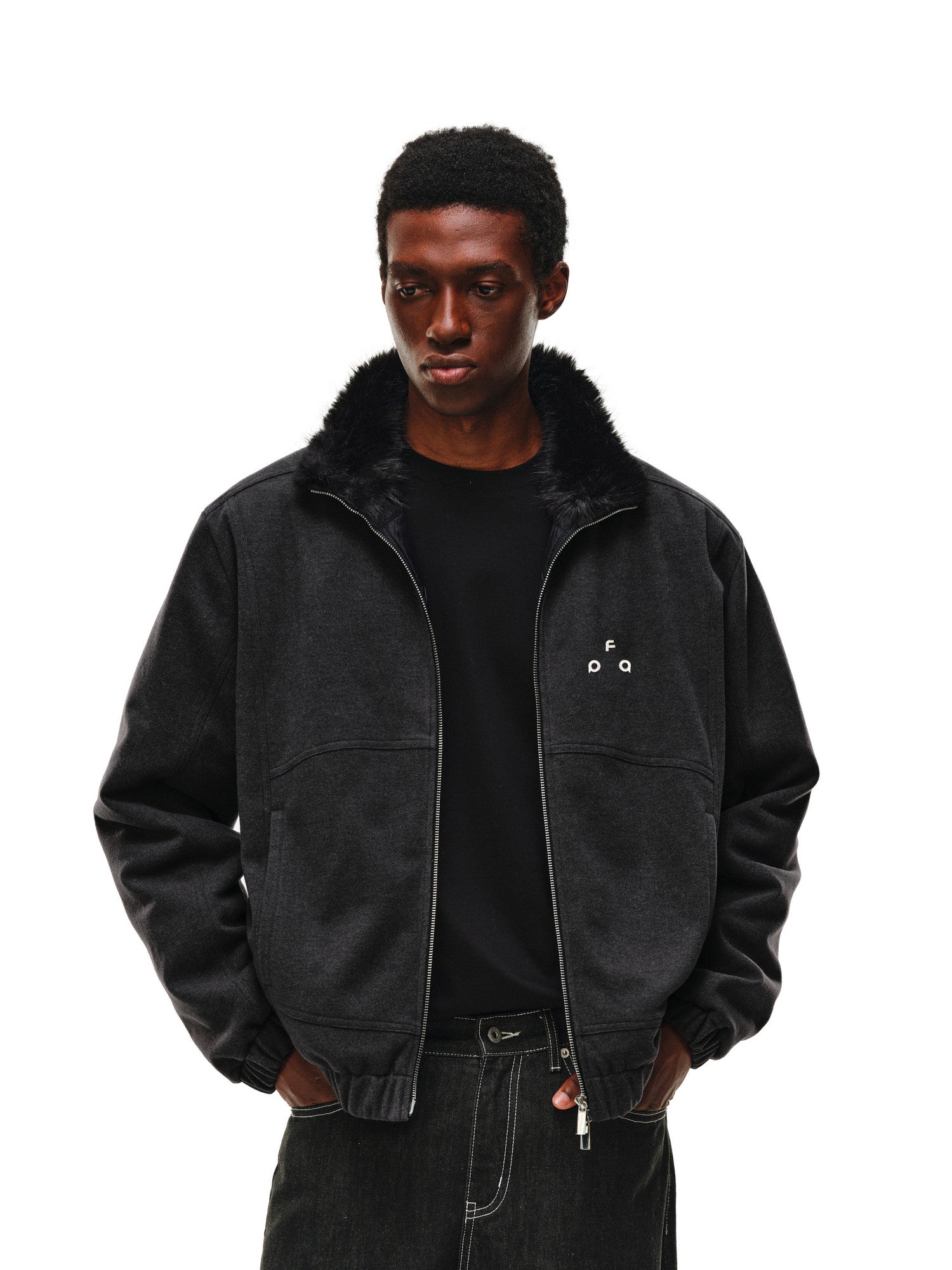 FPA Wool Collar Zipper Quilted Down Jacket Winter Thick Warm Retro Down Coat