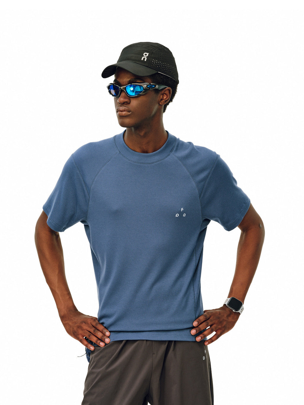 FPA Lyocell Wool Small Shrimp Ribbed Short Sleeve Summer Basic Logo Triangle Sports Crew Neck T-Shirt