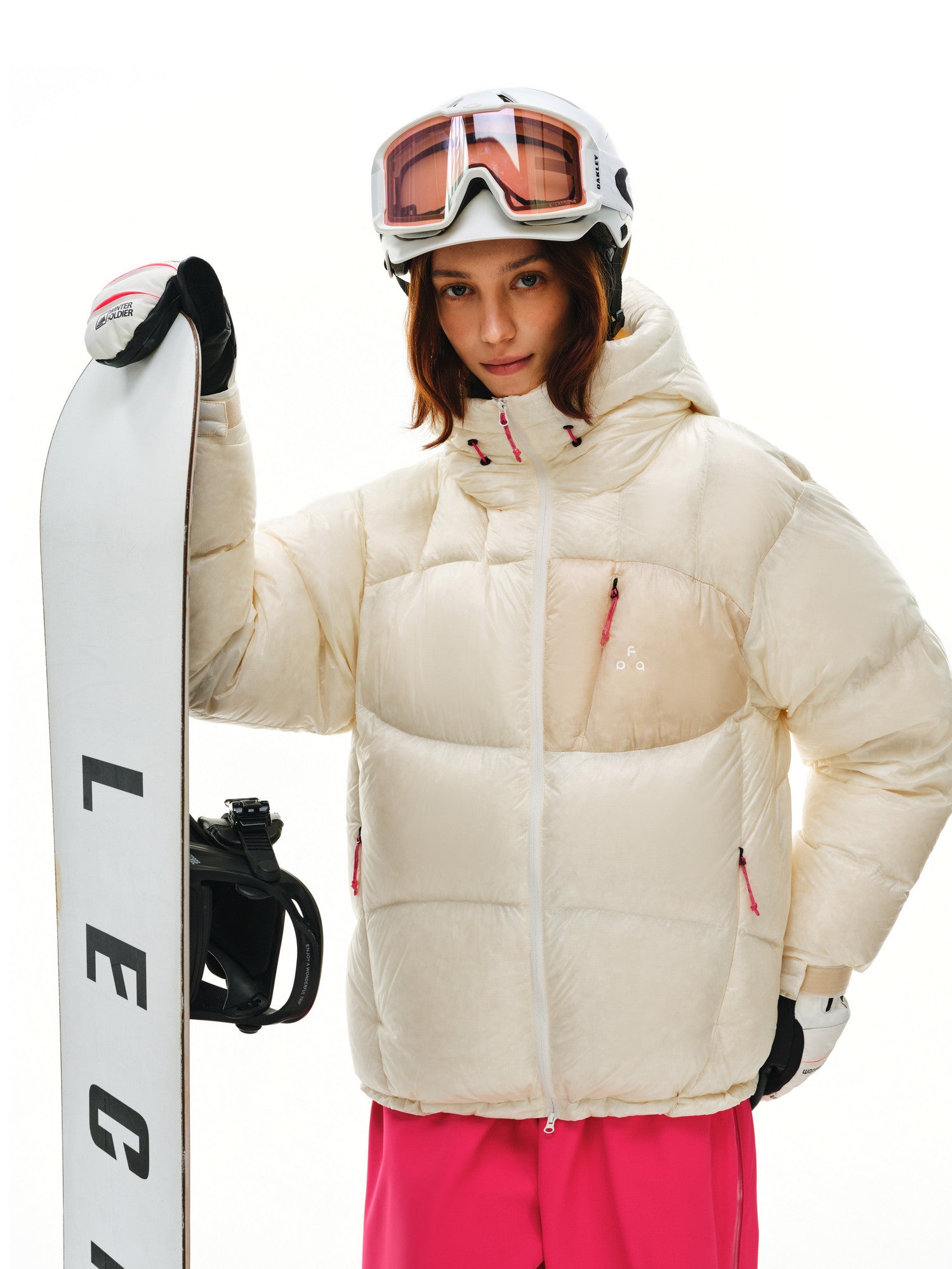 FPA 800FP 95% White Duck Down Contrast Pocket Hooded Down Jacket Winter Sports Couple Style Down Coat