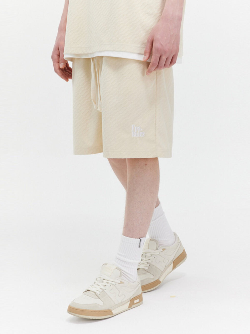 FPA Brushed Twill Textured Embroidered Shorts Summer Chinese Street Style Loose Casual Straight-Leg Mid-Length Shorts