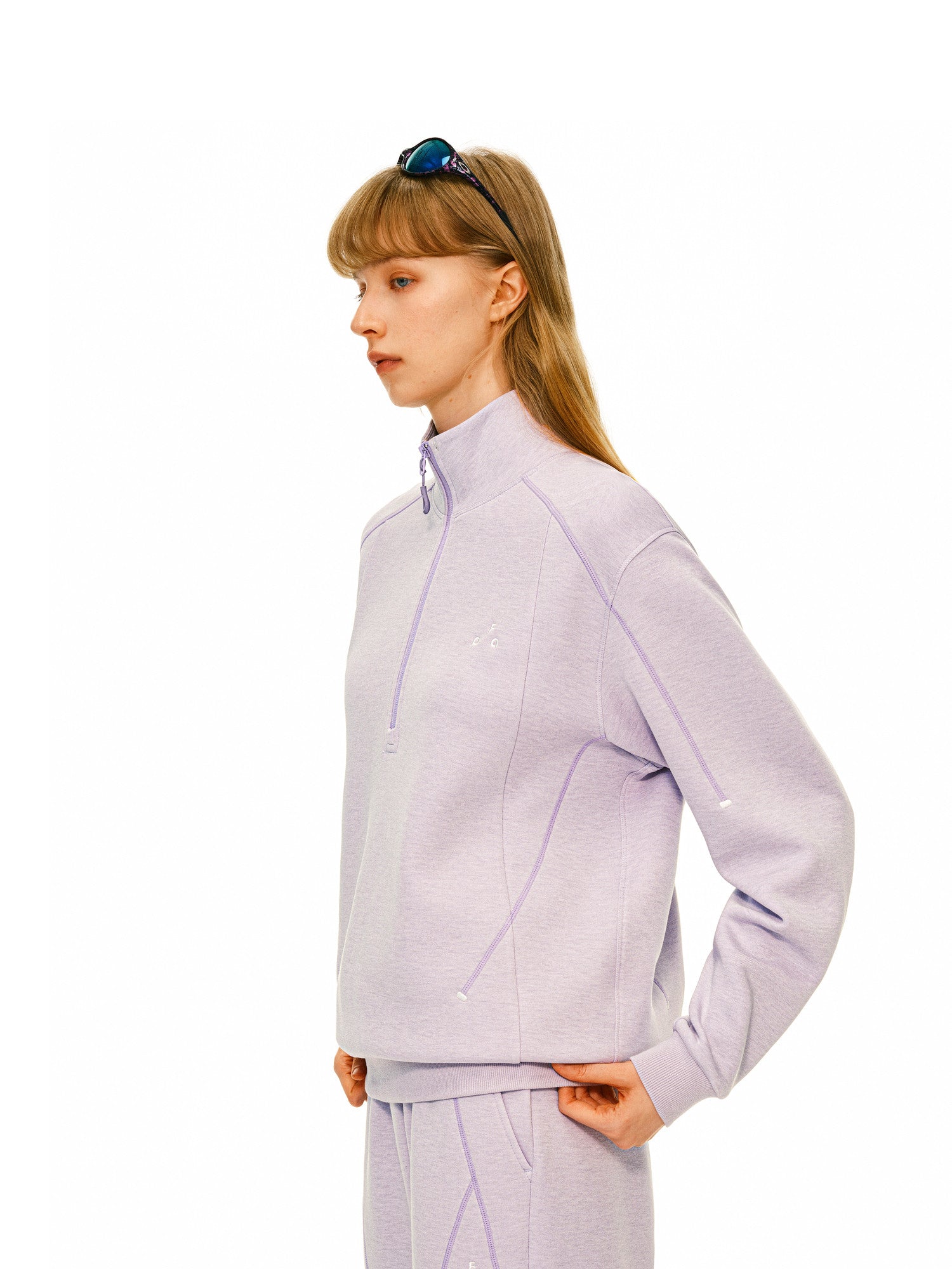 FPA Skin-Friendly Wool Heather Contrast Color Half-Zip Casual Sweatshirt Set for Couples, Autumn Pullover Top