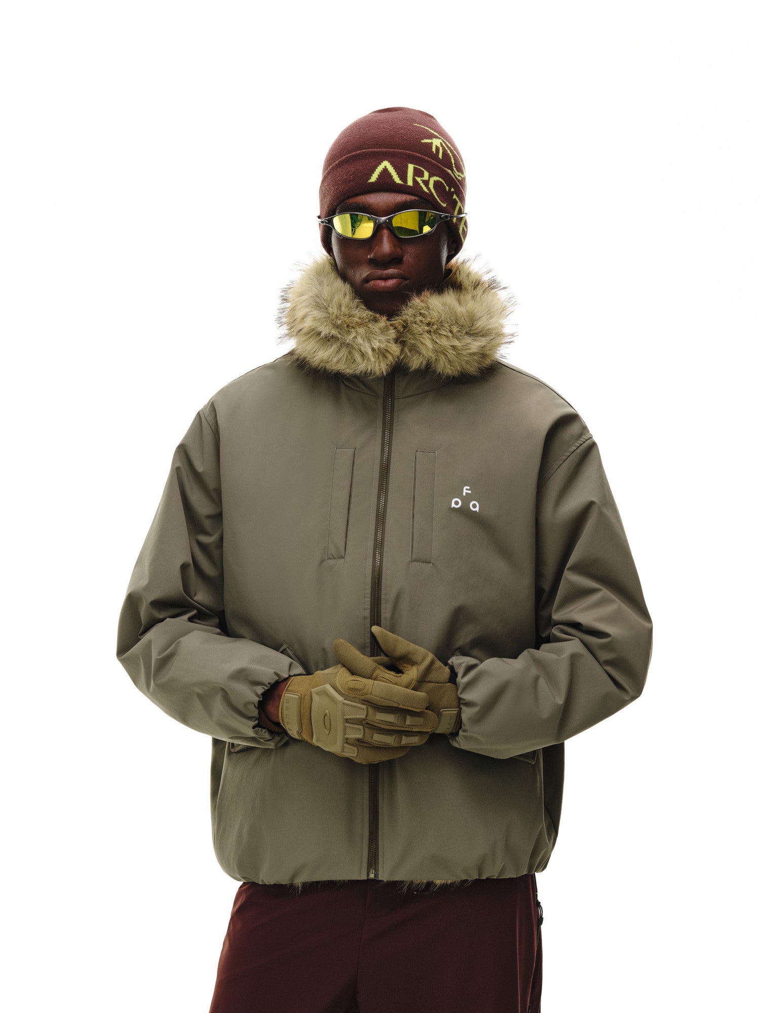FPA Eco-Friendly Mink Fur Collar Black Parka Down Jacket