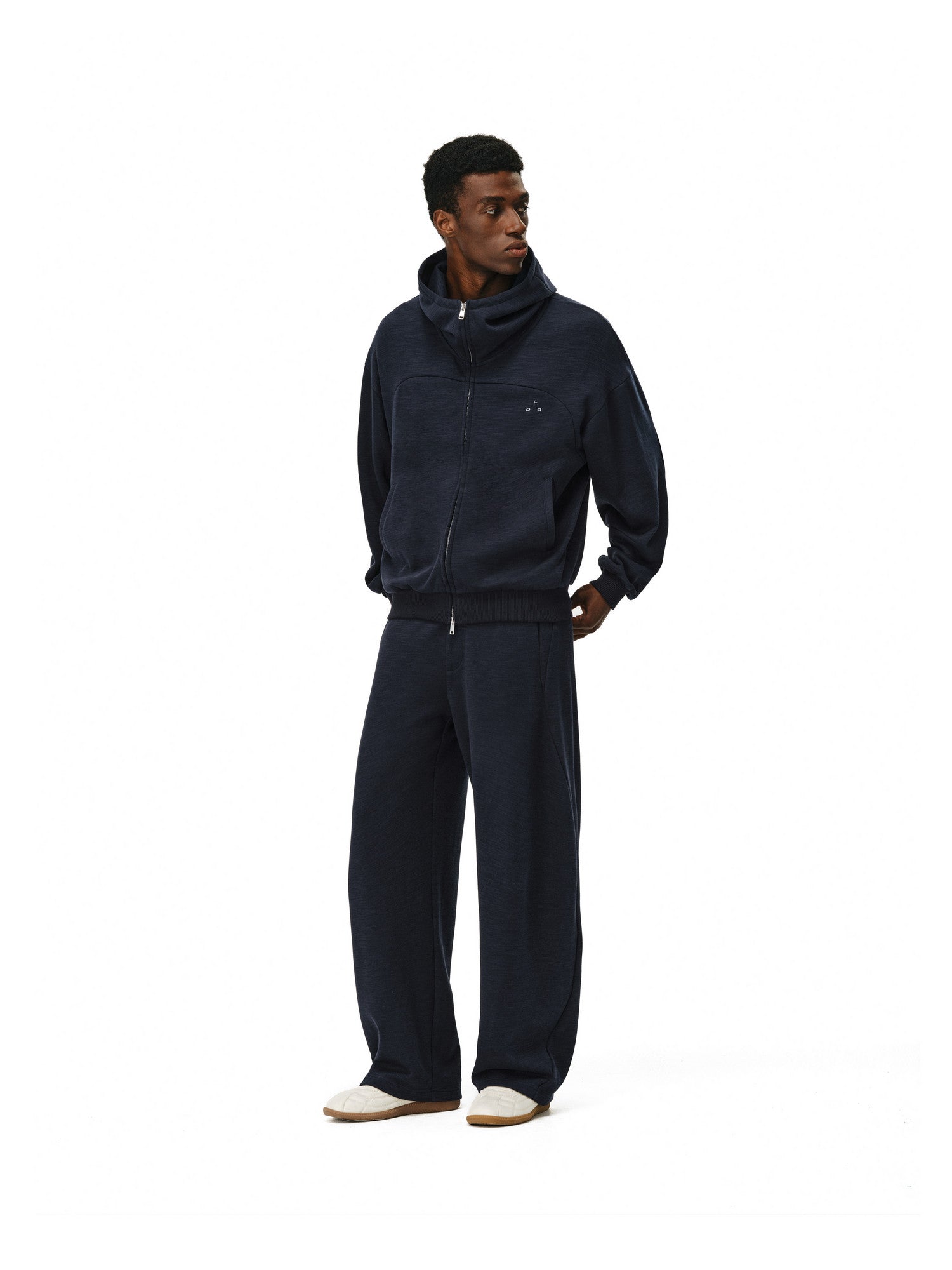 FPA Slub Cotton Moisture-Wicking Zip-Up Hoodie Sweatshirt - Casual Unisex Fall Essential, Loose Fit