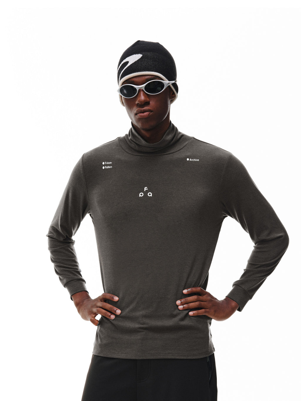 FPA Wool High Neck Base Layer Long Sleeve with Triangle Logo - Spring/Fall Basic Logo Fitted Athletic Undershirt for Men