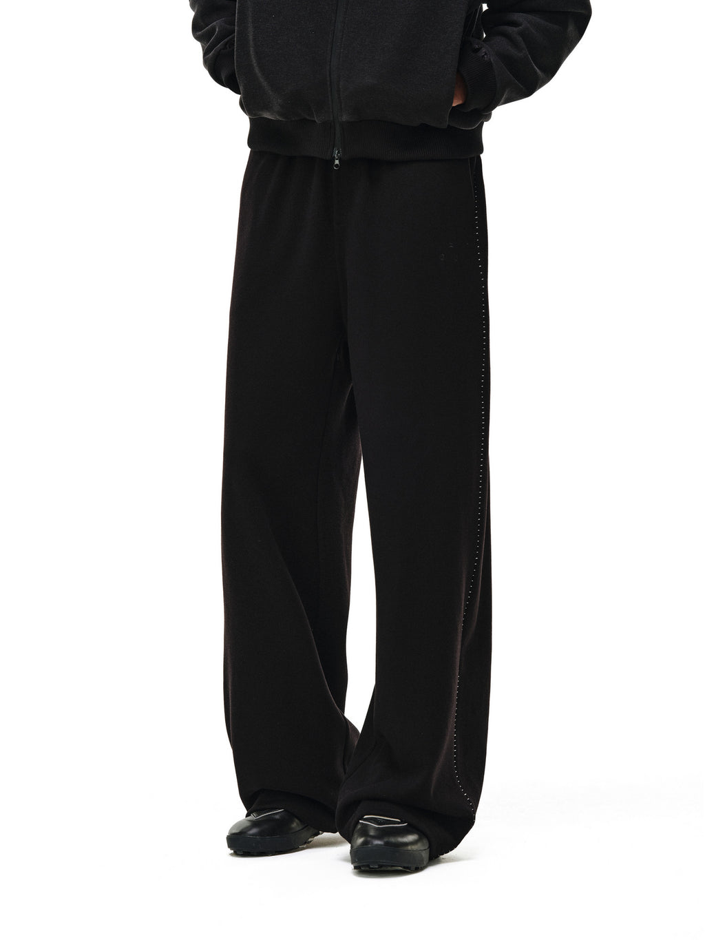 FPA Tencel Wool Textured Contrast Stitch Curved-Leg Trousers – Autumn/Winter Relaxed Wide-Leg Unisex Casual Pants