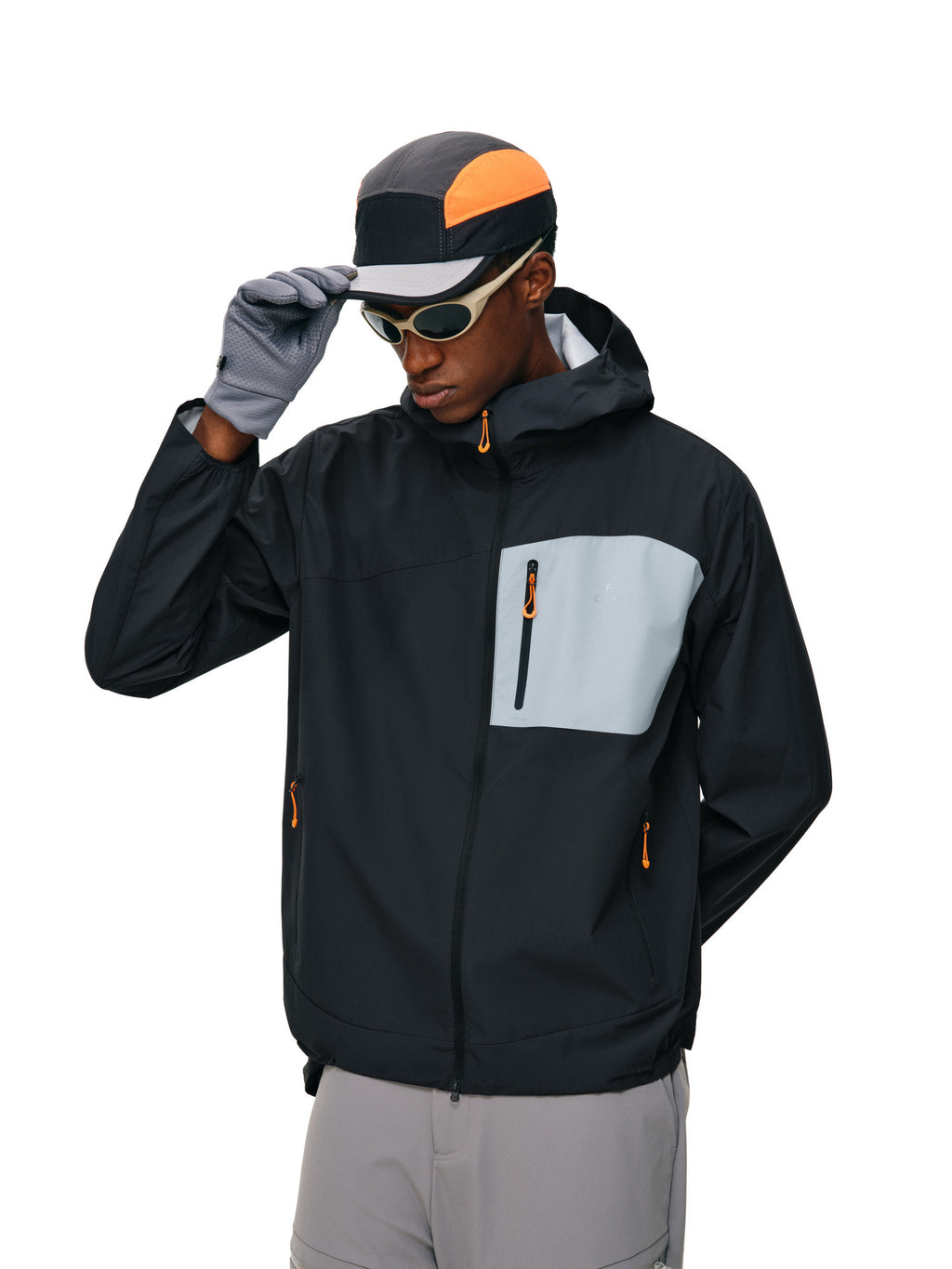FPA Color-Block Water-Resistant Hooded Jacket for Outdoor Sports, Hiking, Climbing, Autumn Commute, Unisex