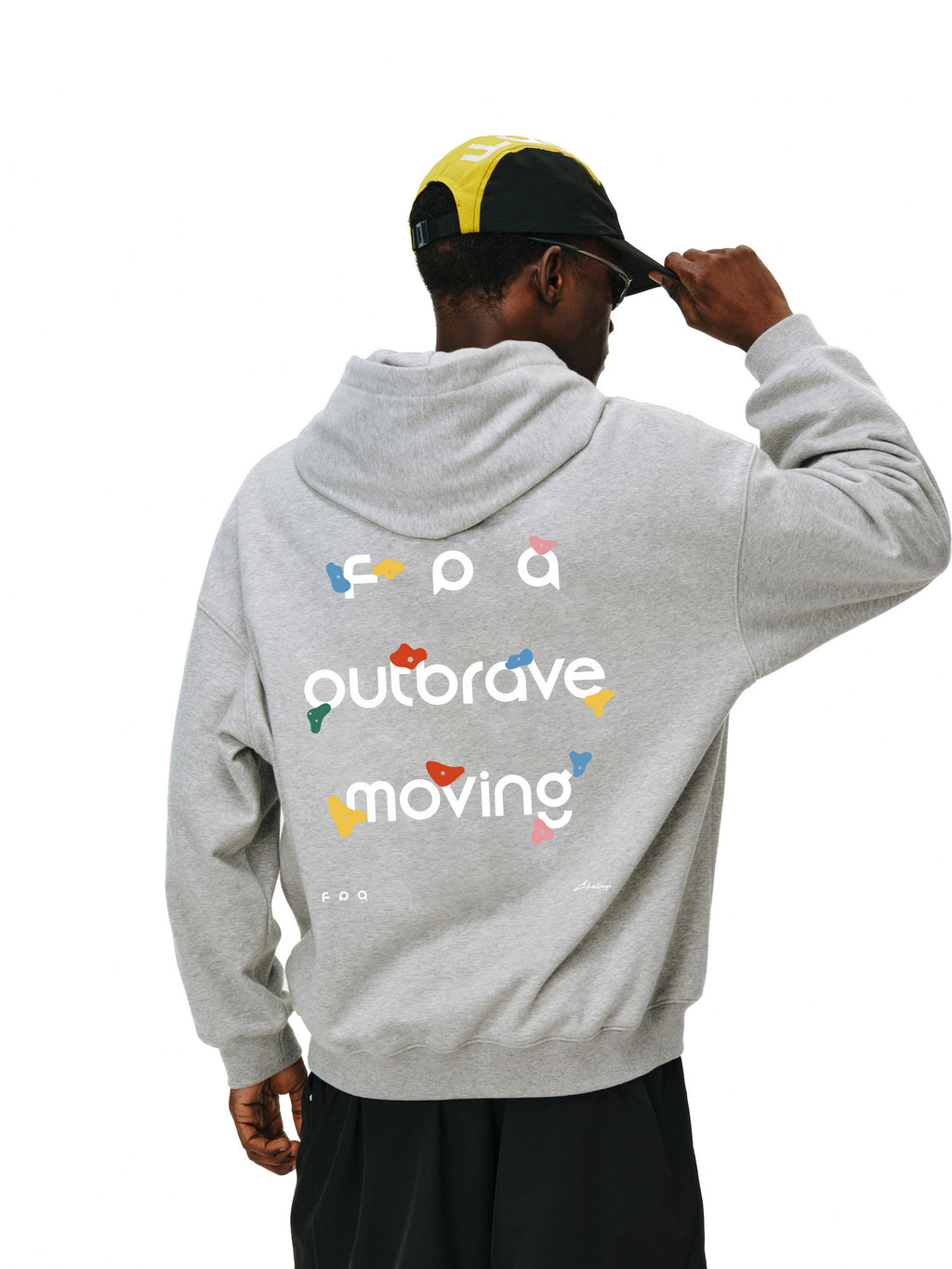 FPA Warm Fleece Hooded Sweatshirt for Couples – Streetwear Pullover with Printed Design, Autumn/Winter, Black & Heather Gray