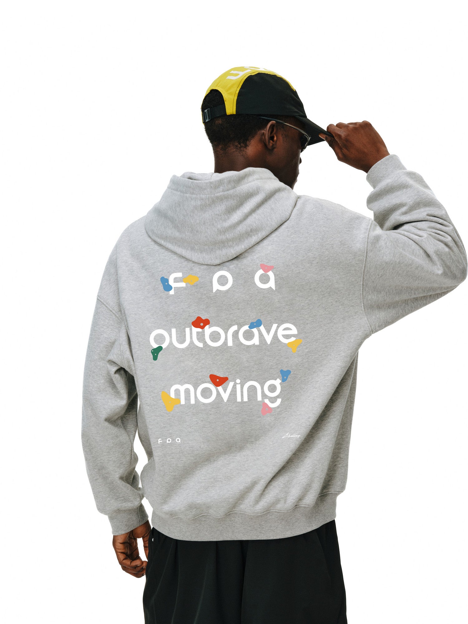 FPA Warm Fleece Hooded Sweatshirt for Couples – Streetwear Pullover with Printed Design, Autumn/Winter, Black & Heather Gray