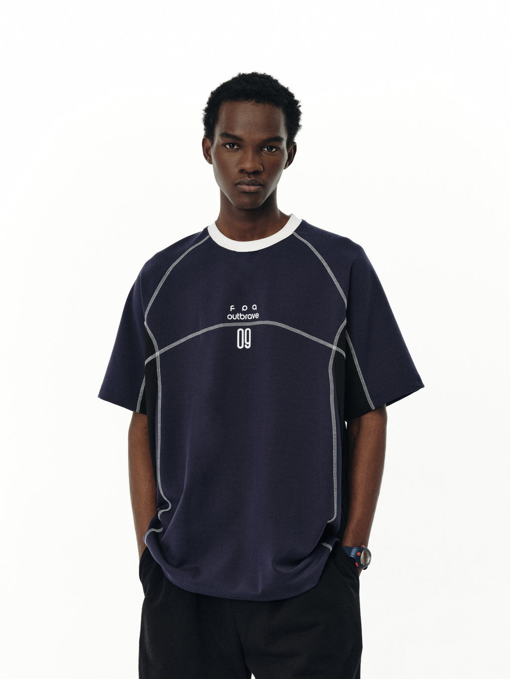 FPA Color-Block Contrast Crew Neck Sports Short Sleeve T-Shirt 2026 Summer New Style American Casual Couple Half Sleeve Tee