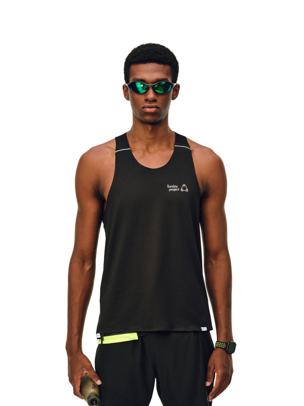 FPA Quick-Dry COOLMAX Mesh Reflective Taped Sports Running Print Tank Top, Summer Sleeveless T-Shirt for Men