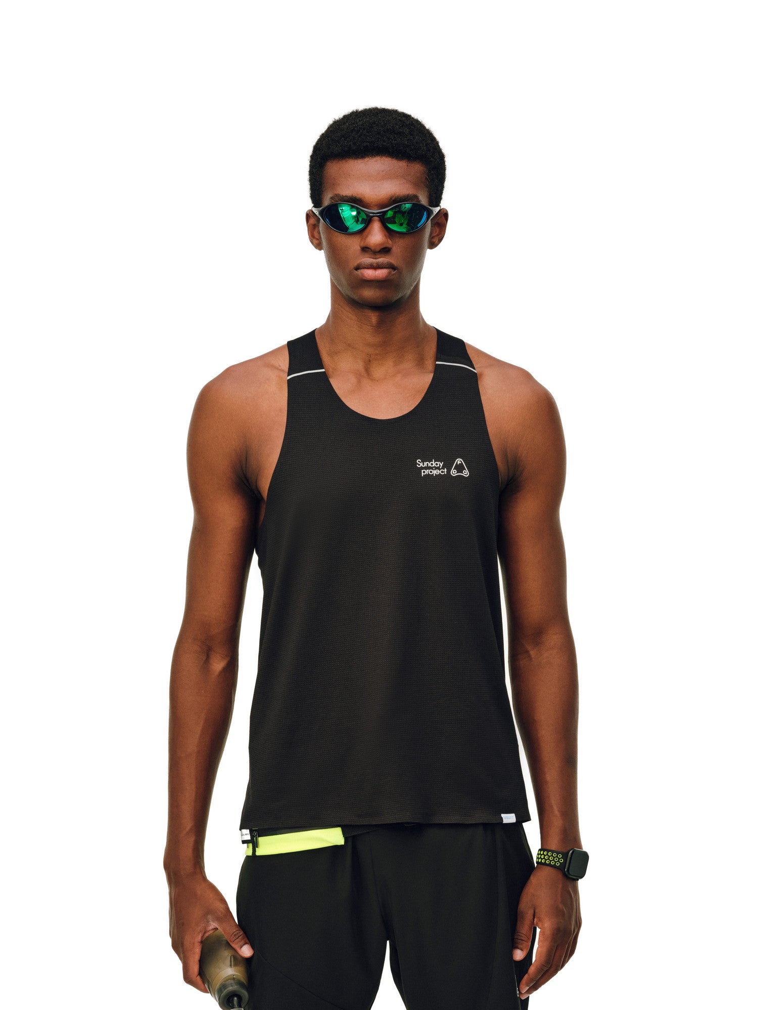 FPA Quick-Dry COOLMAX Mesh Reflective Taped Sports Running Print Tank Top, Summer Sleeveless T-Shirt for Men