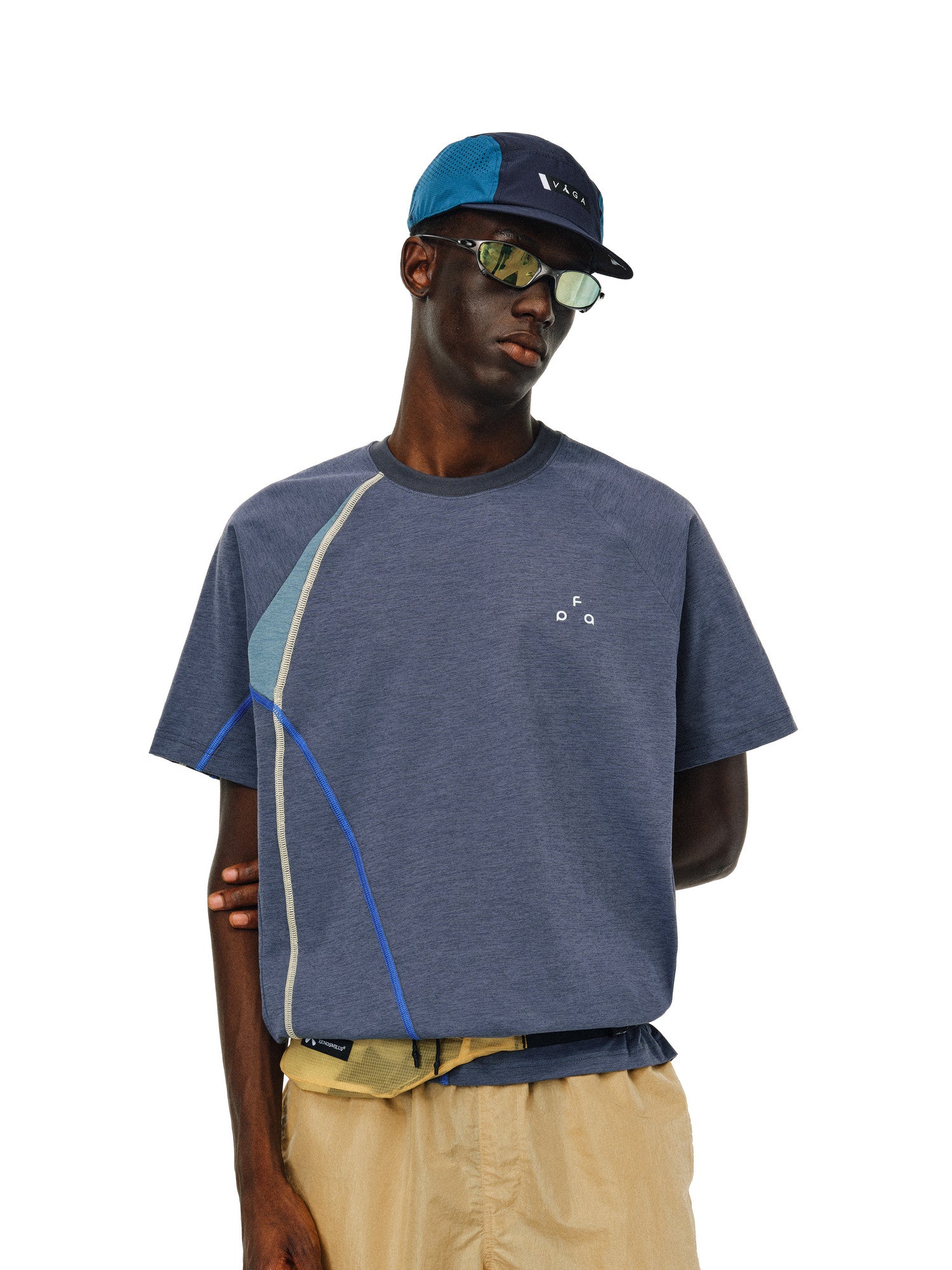 FPA Color-Block Stretch Cationic Sports Short Sleeve Summer Patchwork Round Neck Casual Minimalist Streetwear Trend T-Shirt