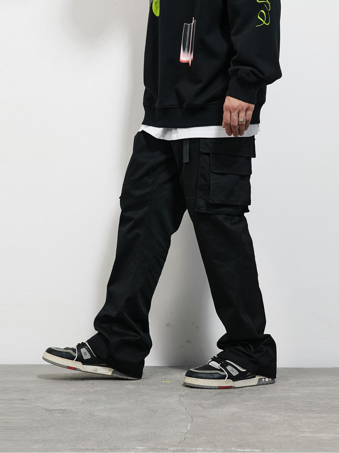 FPA (VENGETICE) Loose Flared Wide-Leg Cargo Pants, Chinese Streetwear, Spring/Fall Athletic Casual Men's Trousers