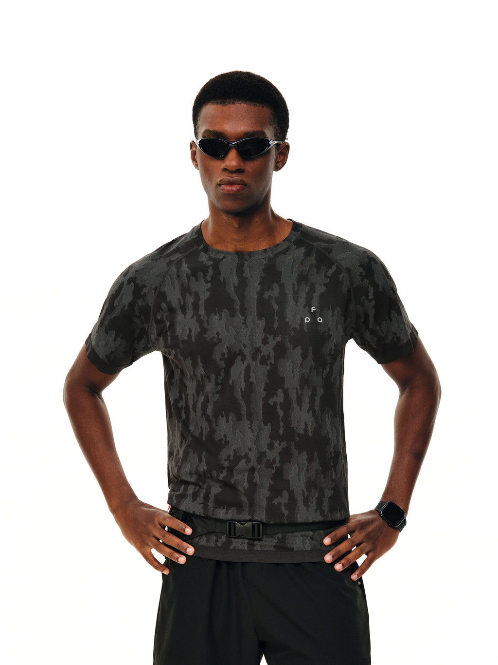 FPA Seamless Knit Camo Short Sleeve T-Shirt for Men - Summer Outdoor Quick-Dry, Cool-Touch, Breathable Crew Neck