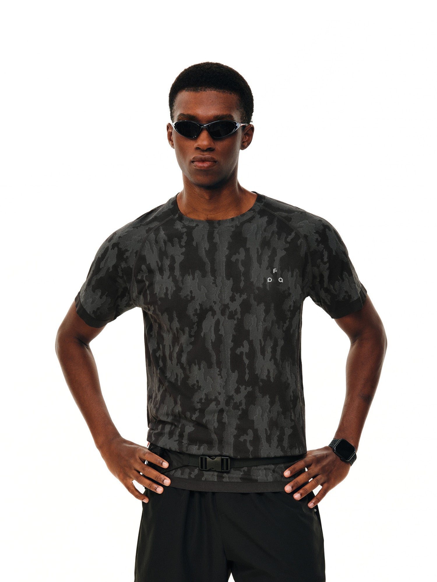 FPA Seamless Knit Camo Short Sleeve T-Shirt for Men - Summer Outdoor Quick-Dry, Cool-Touch, Breathable Crew Neck
