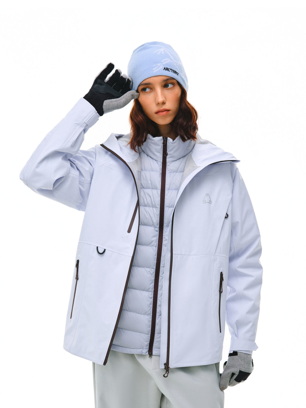FPA 3-in-1 Down Liner Color-Block Windbreaker, Windproof and Warm Couple Winter Down Jacket Coat for Women