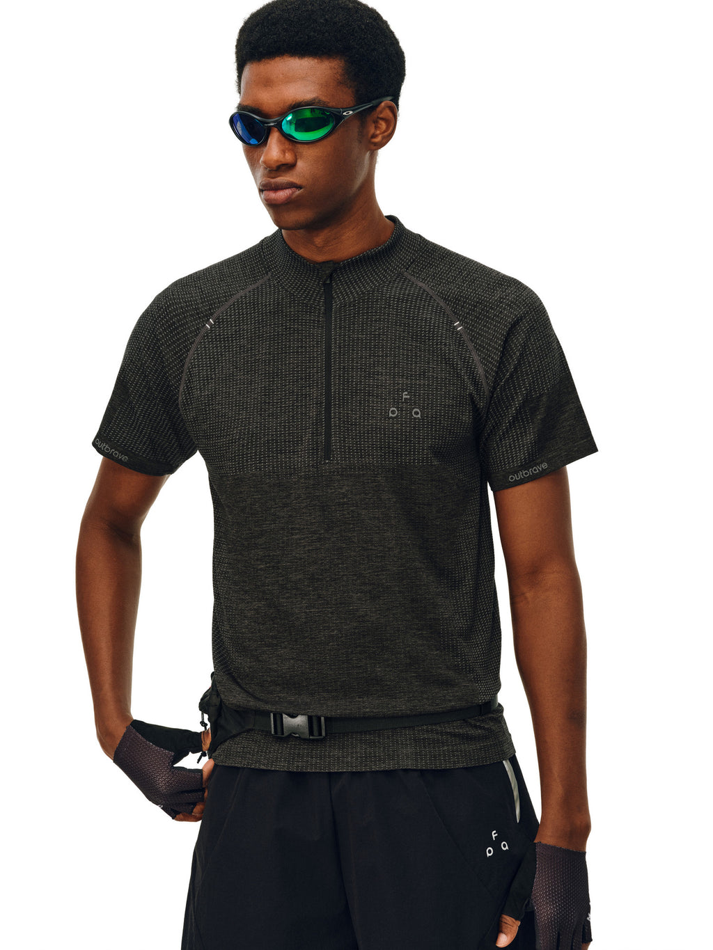 FPA Athletic Seamless Half-Zip Short Sleeve T-Shirt for Summer Outdoor Fitness and Running, Basic Premium Fit Men's Tee