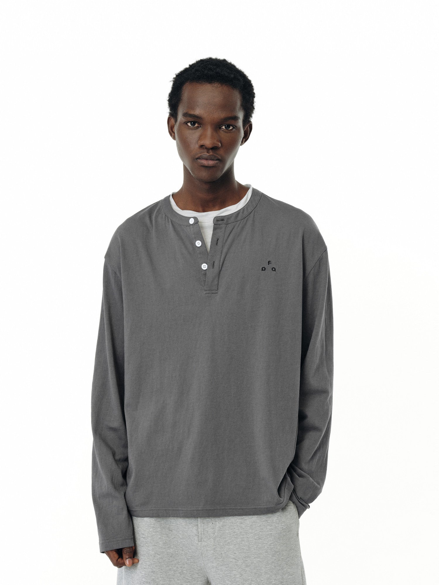 FPA Two-Tone Knit Long-Sleeve Tee - Chinese Streetwear Trendy Loose Round Neck Spring Casual Couple T-Shirt