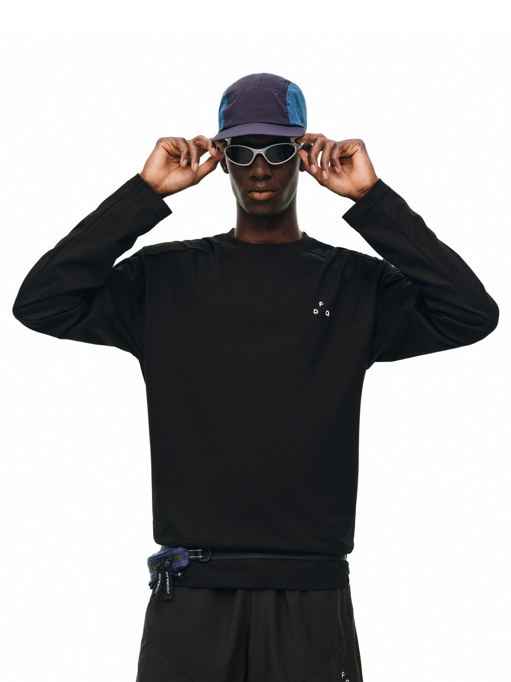 FPA Basic Crew Neck Printed Long Sleeve T-Shirt for Spring and Autumn, Black White Couple Style, Athletic, Minimalist, Versatile Casual Tee