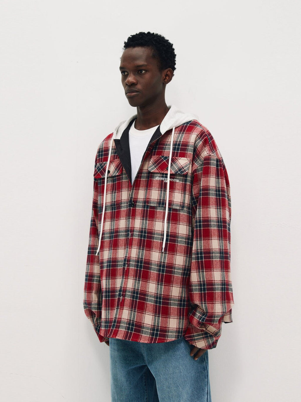 FPA Plaid Reversible Hooded Long-Sleeve Shirt - Chinese Streetwear Trend, Loose Fit Casual Jacket for Men, Spring/Autumn