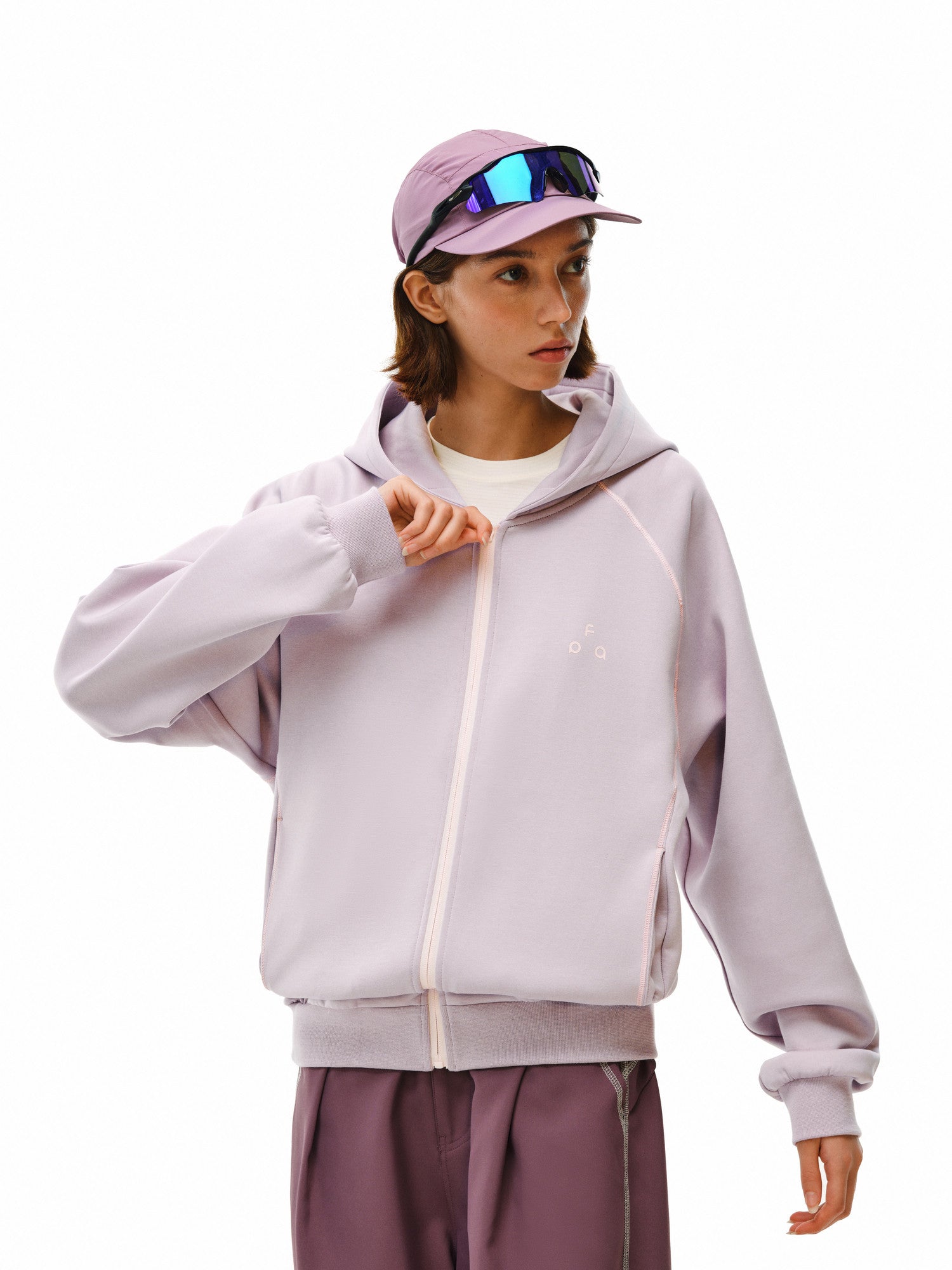 FPA Color-Block Contrast Stitch Zip-Up Hooded Sweatshirt for Couples – Loose Fit, Outdoor & Casual