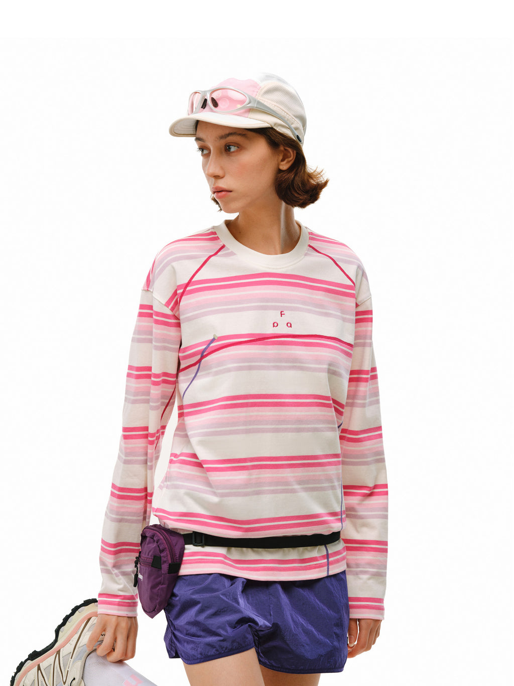 FPA Two-Tone Stripe Long Sleeve 2026 New Spring Premium Athletic Relaxed Crew Neck Couple T-Shirt
