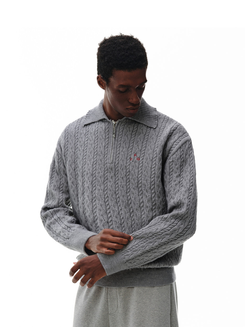 FPA Cable Knit Collar Casual Sweater 2026 New Fall/Winter Half-Zip Premium Knit Pullover for Men